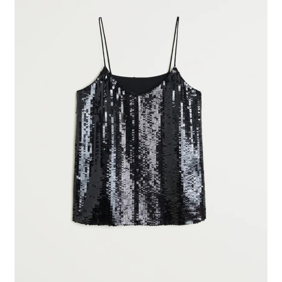 NWT Mango Sequined Nera Strap Top in Black - Picture 3 of 14